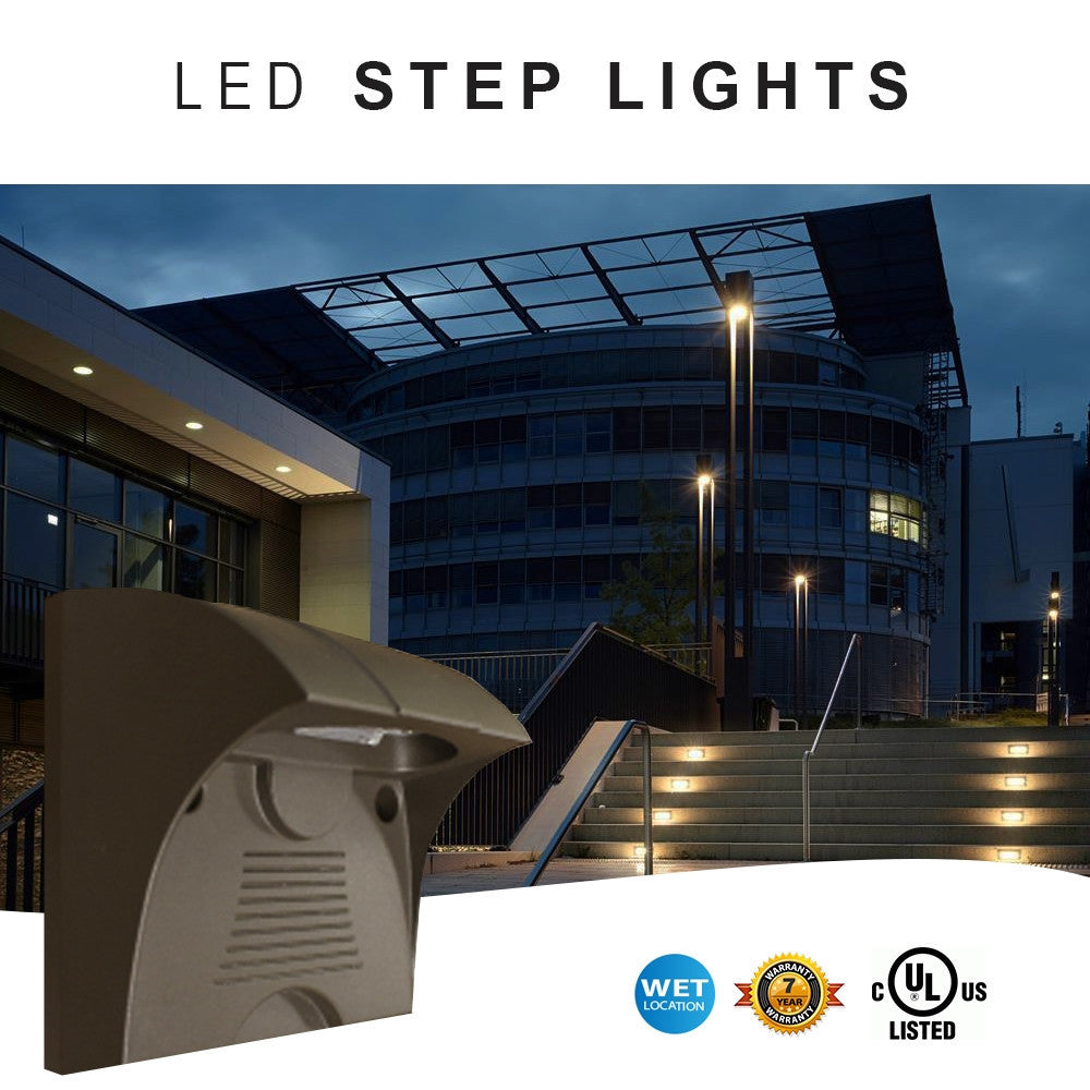 6 Watt Square LED Path Light With Bronze Finish - 3000K Soft White - 650 Lumens - 120-277V