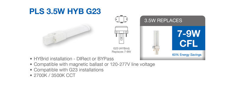 G23 LED Lamp - Replaces 7-9 Watt- 2 Pin Base Lamps - Ballast Compatible or Bypass, 3000K and 280 Lumens