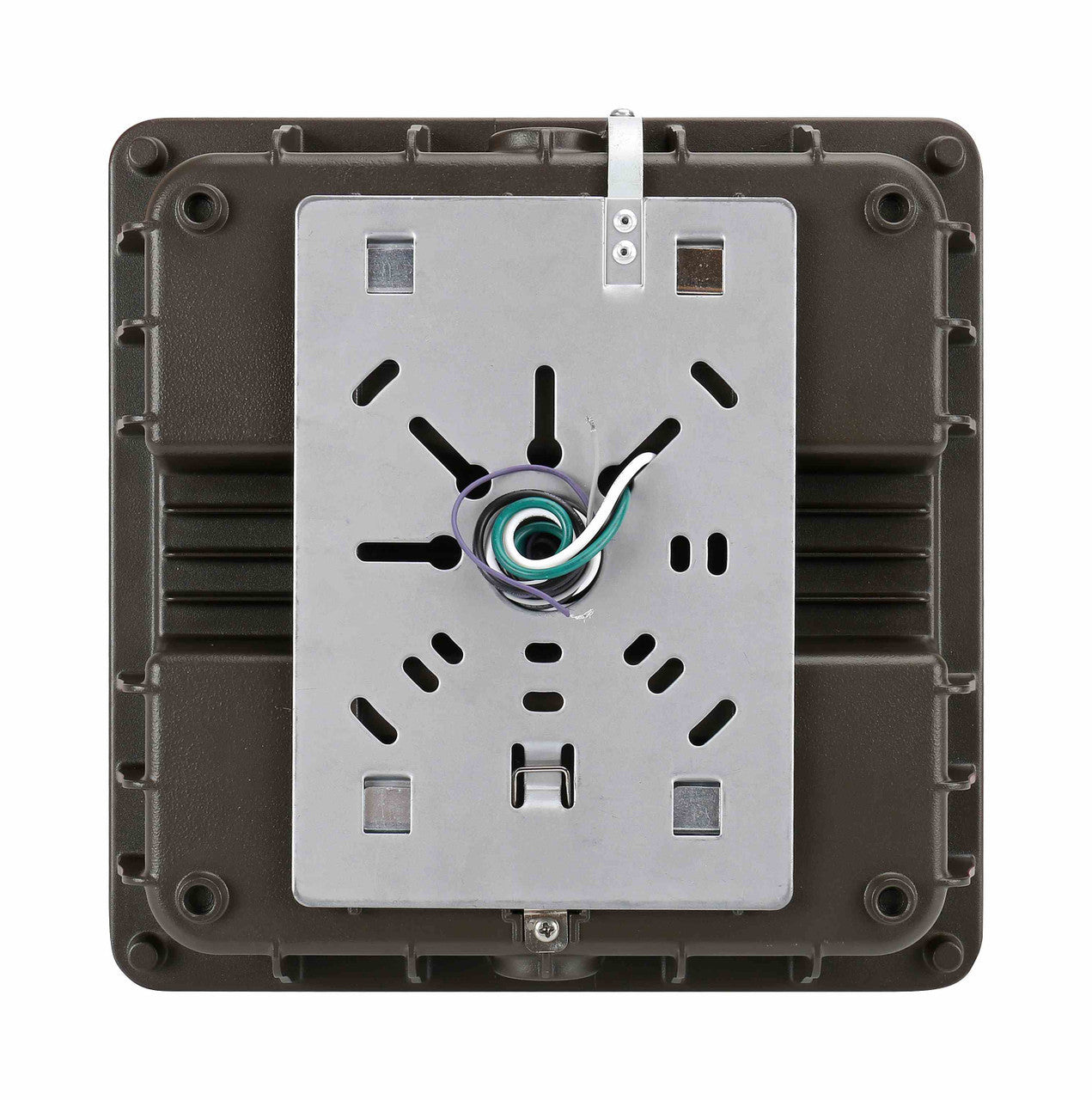 Square LED Canopy Light With Emergency Battery Back-Up - 40 Watt - Ceiling or Conduit Mount - 5400 Lumens - 5000K Daylight - 120-277V- Bronze