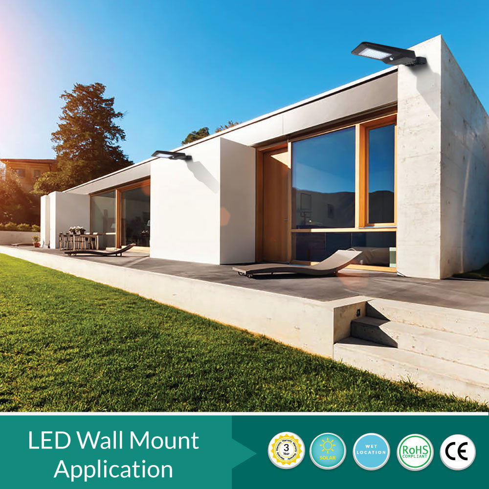 LED Solar Dusk to Dawn Light - 15 Watt - 1600 Lumens - 6000K Daylight - Wall or Post Mount - with PIR Motion Sensor