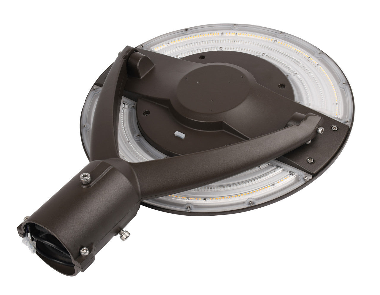 LED Adjustable Swivel Post Light - 100/80/60 Watt - Up 12000 Lumens - Color Selectable 30K/40K/50K - 120-277V - Dark Bronze - Fits Up to 2.5 Inch Pole Top