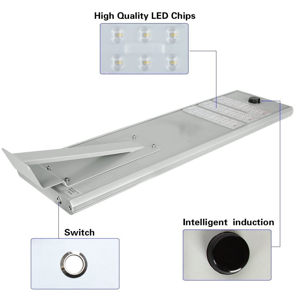 Solar LED Dusk to Dawn Pole Light - 100 Watt - 10,000 Lumens - With Clamp and Arm Mounting