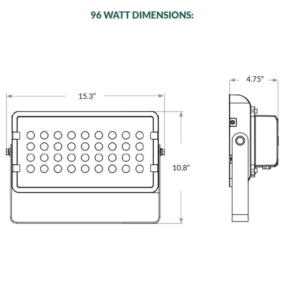 RGBW Color Changing LED Flood Light Black Square Fixture 96W App Controlled With Full Glare Shield