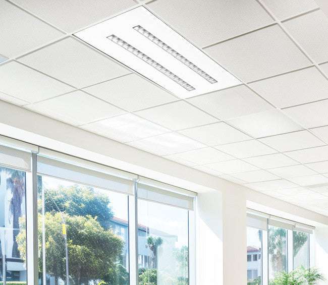 2X4 LED Drop In T-Bar Light - With Motion Sensor - 60W - 120-277V - Color Temperature Selectable 30K/35K/40K/50K - Frosted Lens - Dimmable - White Finish