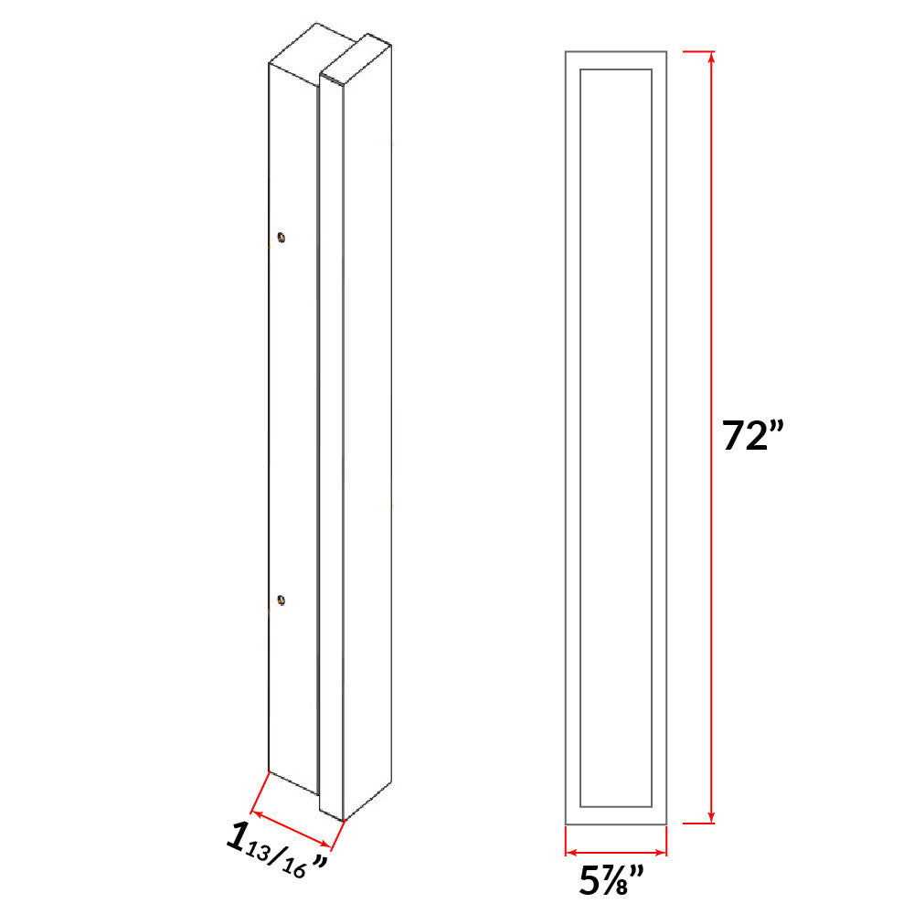 Decorative Center Lit LED Wall Sconce - 72in.X5-7/8in. - 40 Watt - Max Lumens 2338 - Color Temperature Selectable 30K/40K/50K - 120-277V - Black Finish