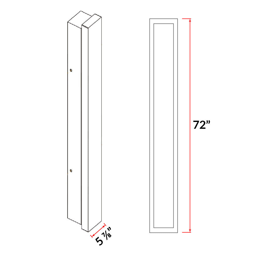 Decorative Edge Lit LED Wall Sconce - 72in.X5-7/8in. - 40 Watt - Max Lumens 3620 - Color Temperature Selectable 30K/40K/50K - 120-277V - Black Finish