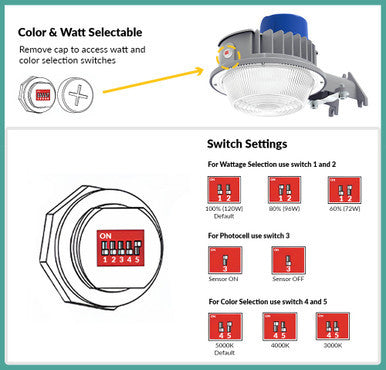 LED Dusk To Dawns - Commercial Outdoor Area Light With Photocell - Arm Mount Option Available - Choose Your Wattage