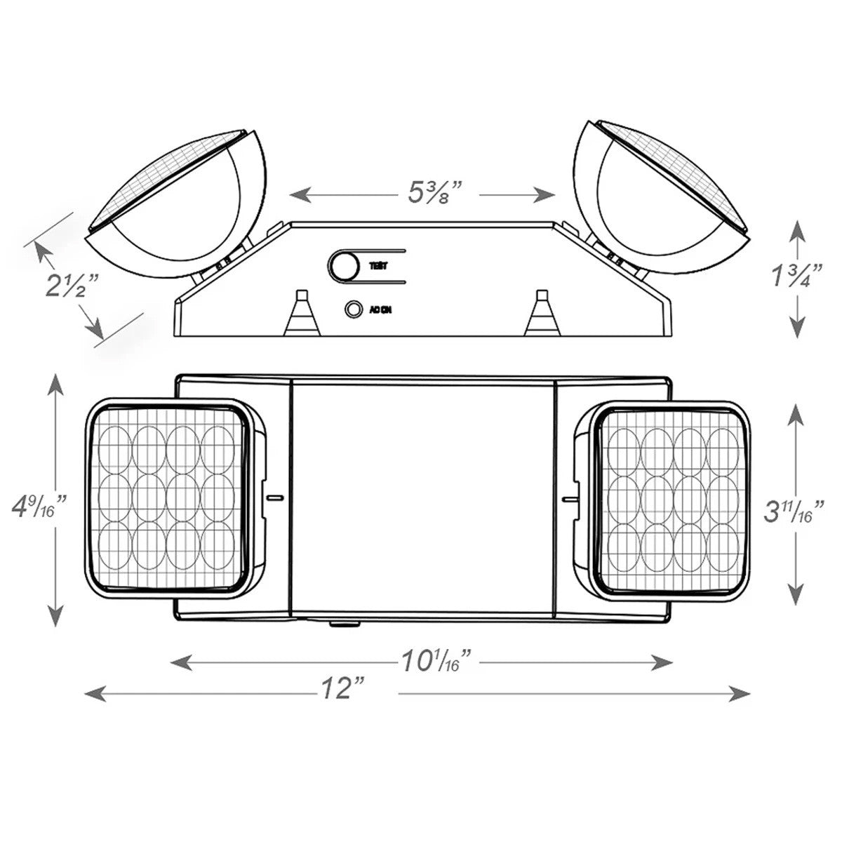 LED Emergency Light Black (Dry Or Damp Location)