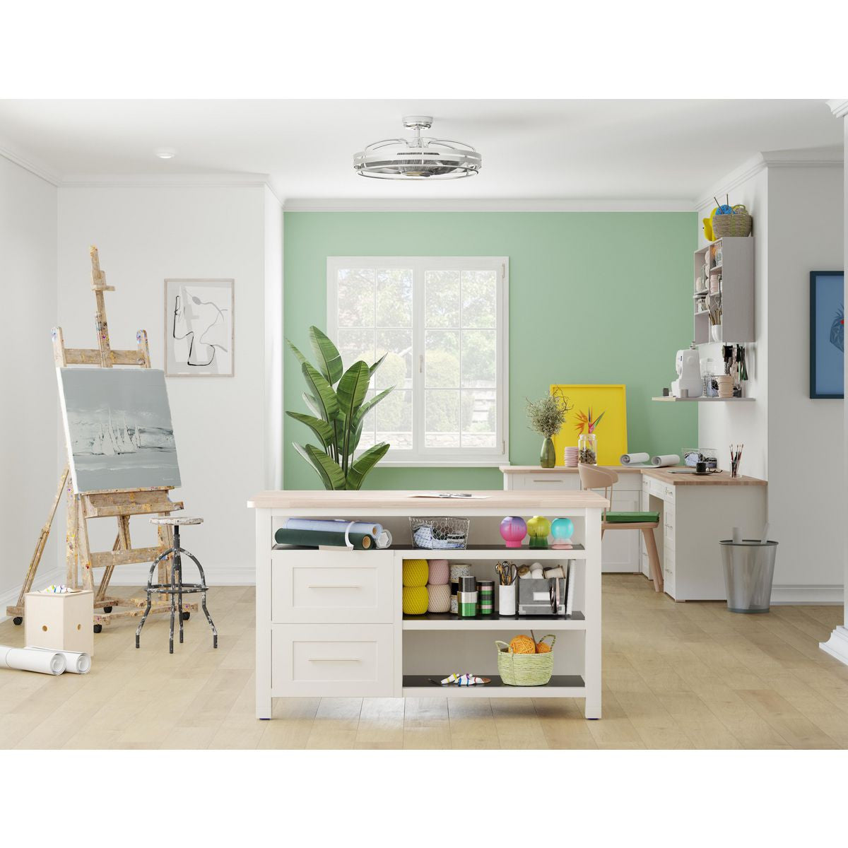 Progress Lighting Bastrop Collection 26 in. Three-Blade Brushed Nickel Transitional Ceiling Fan with 3 Speed Remote Control - Damp Location Listed Application Shot Model P250096-009