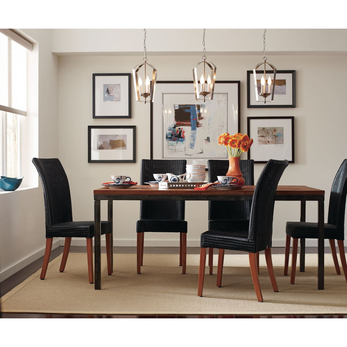 Progress Lighting Gather Collection Three-Light Foyer Pendant - Dry Location Listed Application Shot Model P3928-09