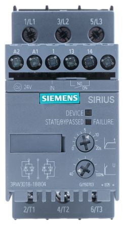 Soft starter Soft starter S00, 17.6 A, 7.5 kW/400 V, 40 degrees, 480-200 V AC, 24 V - 3RW30181BB04