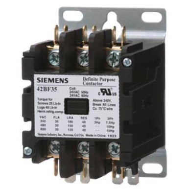Definite Purpose Contactor, 110V-120V AC, 3 P, Non-Reversing, 3 Phase, Quick Connect & Screw - 42BF35AF
