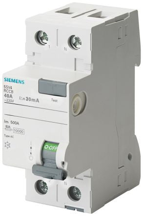 Residual current operated circuit breaker, 2-pole, Type AC, In: 80 A, 30 mA, Un AC: 230 V - 5SV4317-0