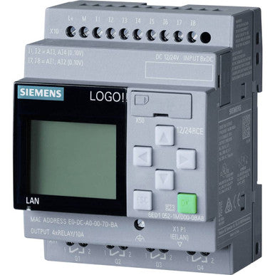 Plc, Logic Controller, 12/24V Dc/relay, 8 Di (4AI)/4 Do, Ethernet, Logo 8 Series - 6ED1052-1MD08-0BA0
