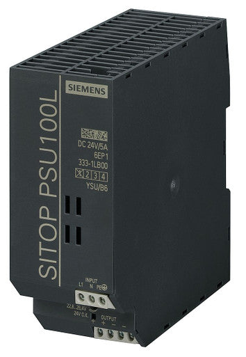 Switched-Mode Power Supply Output current 1: 5 A Input voltage: 93-132 VAC / 187-264 VAC Input voltage, nominal: 100-240 VAC Output voltage 1, nominal: 24 VDC Outputs: 1 Phases: 1 Efficiency: 86 % - 6EP13331LB00