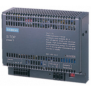 Siemens 6EP1334-1AL12 Power Supply, 24VDC Output, 10 Amps, 110-120,230-240VAC Input, 240 Watts - 6EP1334-1AL12