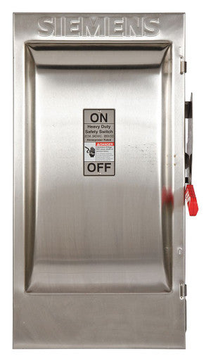 Siemens (Furnas), HF324S, Fusible Safety Switch, NEMA 4X Enclosure, 3 Pole, 240V, 200 Amps, Type H Fuse - HF324S