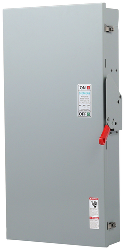 SIEMENS HF365NRA Safety Switch, 600VAC, 3PST, 400 Amps AC. More details: Safety Switch, Fusible, For Use With Class H, J, K, R, T Fuse, Heavy Duty - HF365NRA - HF365NRA