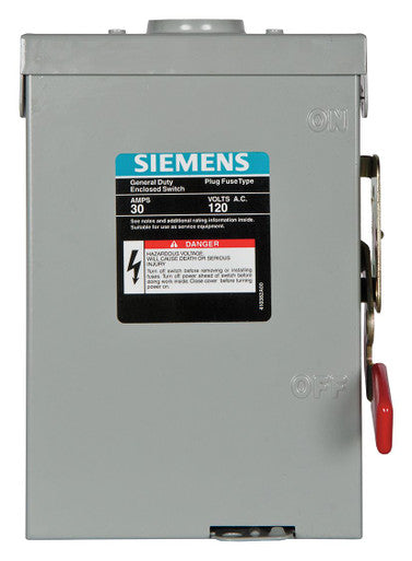 Siemens Industry Inc 30A 1P 120V Plug Fused Gd W/N Type 3R - LF111NR
