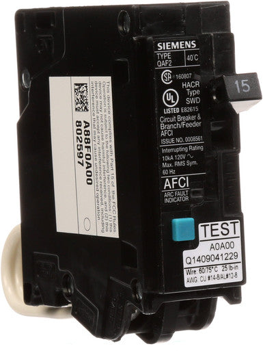 15 A Plug In Arc Fault Circuit Interrupter Miniature Circuit Breaker - QA115AF
