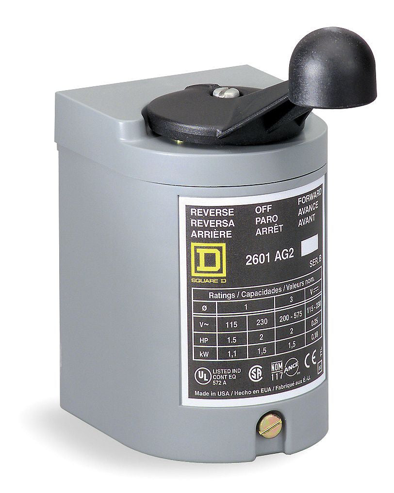 Reversing Drum Switch, 600VAC, 250VDC, 2HP, Screw-clamp, 2601 Series - 2601AG2