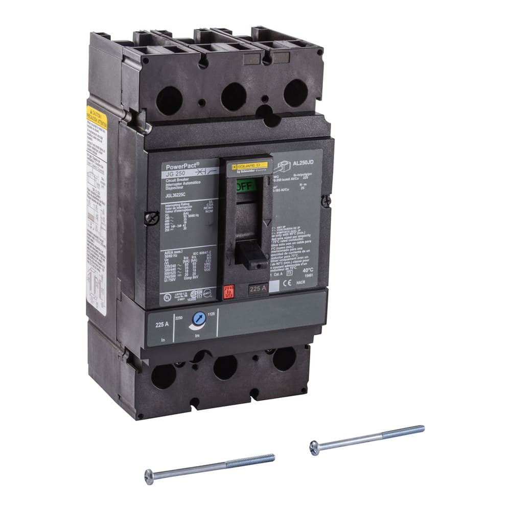 Molded Case Circuit Breaker, POWERPACT J Series, 225A, 3 Pole, 600V AC, 65kA at 240VAC - JGL36225C