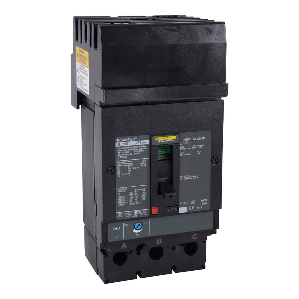 Molded Case Circuit Breaker, POWERPACT J Series, 175A, 3 Pole, 600V AC, 125kA at 240V AC - JLA36175