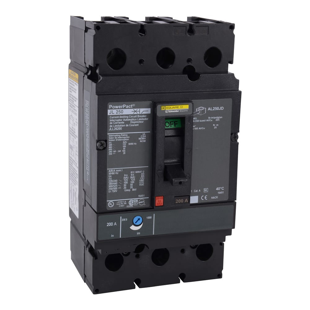Molded Case Circuit Breaker, POWERPACT J Series, 150A, 2 Pole, 600V AC, 125kA at 240V AC - JLL26150