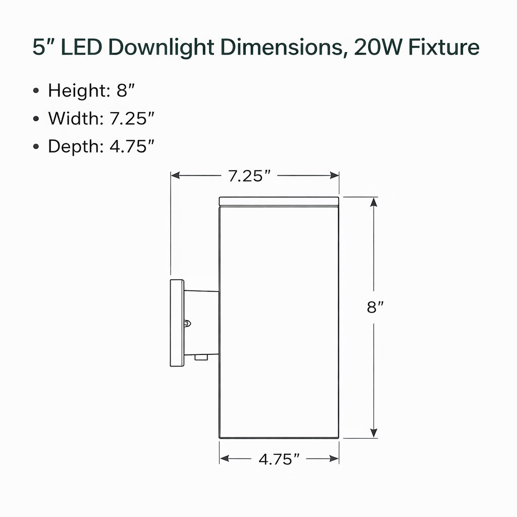 LED Square Cylinder Sconce Wall Light - 20 Watt - 960 Lumens - Color Selectable 30K/40K/50K - 120V - White Finish - Dimmable Down Light