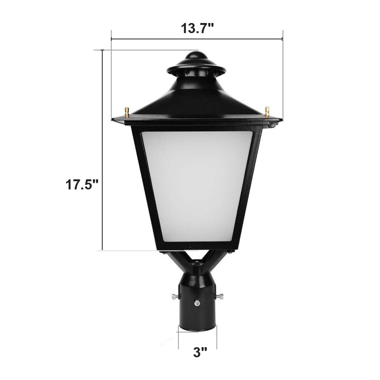 LED Decorative Post Light - 30 Watt - 3600 Lumens - Color Selectable 30K/40K/50K - 120-277V - Black - Fits Up to 3 Inch Pole Top
