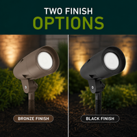 LED Fully Adjustable Spot Light Fixtures - Commercial Landscape Lighting - Options Available For Voltage, Wattage and Either Black or Bronze Finish
