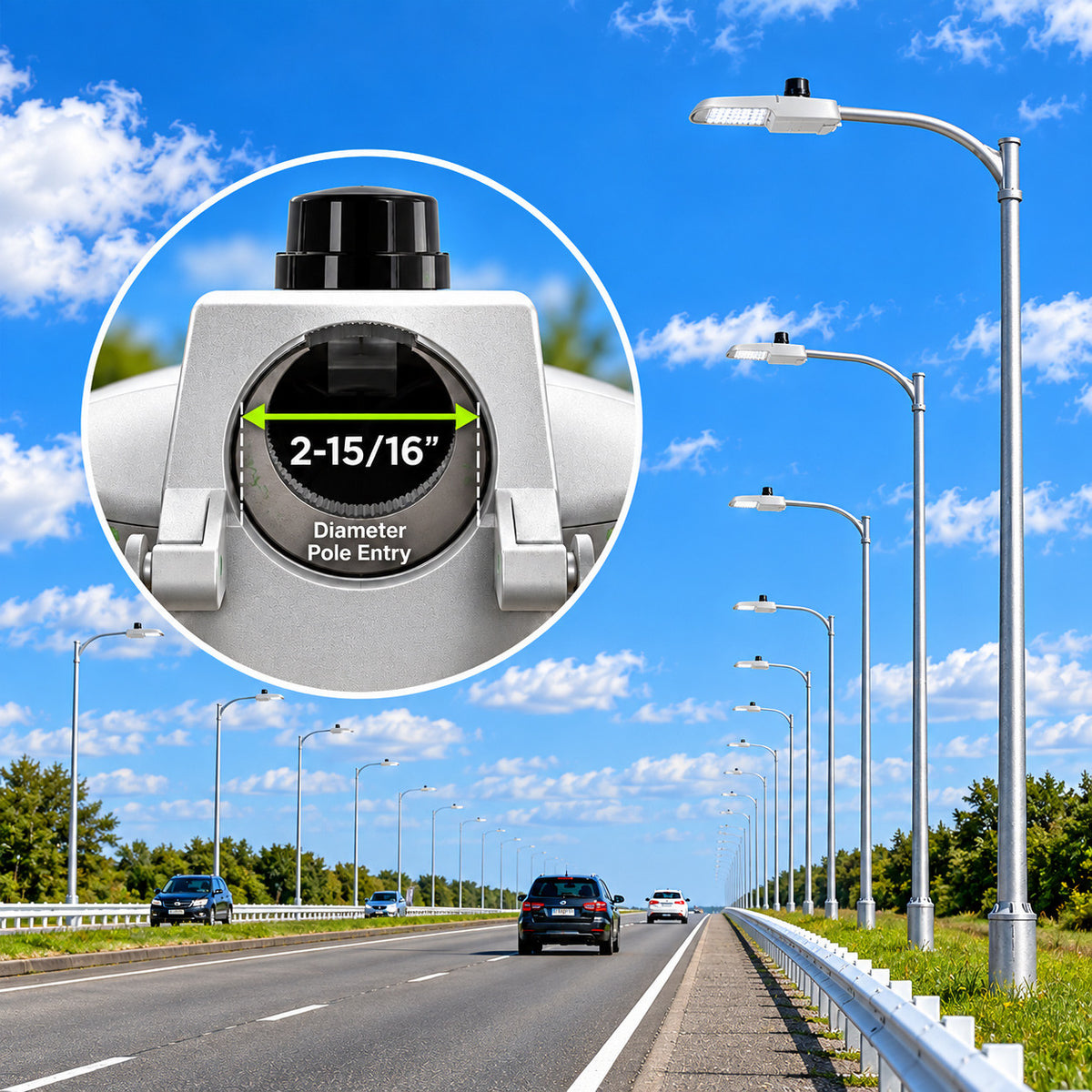 150 Watt LED Dusk To Dawn Light With Photocell - 20000 Lumens - 5000K Daylight - 120-277V - Silver Finish