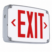 LED Exit and Emergency, Red, Dual Face, Surface, Recessed Mount, 120/277V, White Housing