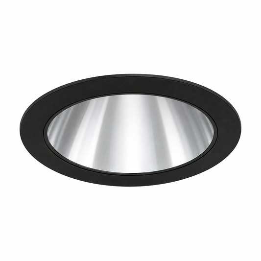 LDN6 Round Open Trim, Clear, Black flange, Semi-Specular, Trim