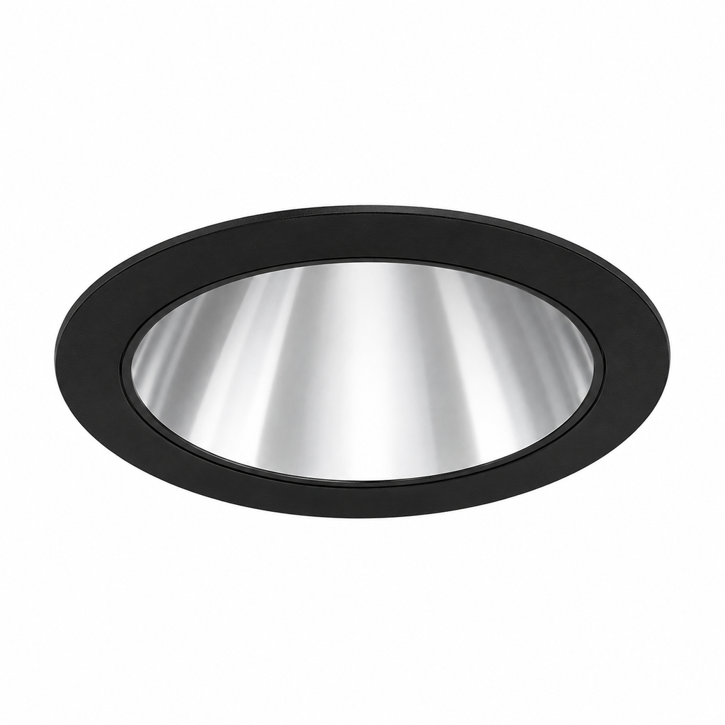 LDN6 Round Open Trim, Clear, Black flange, Semi-Specular, Trim