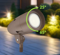 LED Fully Adjustable Spot Light Fixtures - Commercial Landscape Lighting - Options Available For Voltage, Wattage and Either Black or Bronze Finish