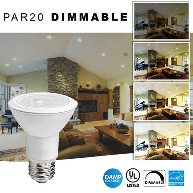 6 Watt LED PAR20 Bulb - E26 Medium Base - 500 Lumens - 3000K Soft White - 120V - Dimmable