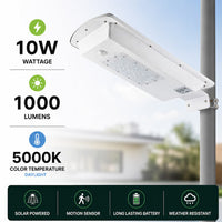 LED Solar Dusk to Dawn Light - 10 Watt - 1000 Lumens - 5000K Daylight - Pole Mount - with Motion Sensor