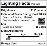 Wet Location LED PAR38 Bulb - 15 Watt - 1200 Lumens - 2700K Warm White - 60 Deg Beam - E26 Medium Base - 120V - Dimmable