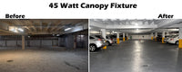 Square LED Canopy Light with PIR Motion Sensor - 40 Watt - Ceiling or Conduit Mount - 5400 Lumens - 5000K Daylight - 120-277V- Bronze