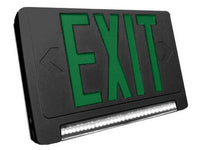 Standard Light Pipe LED Exit & Emergency Combo - Green Lettering with Black Housing Color - With 90 Minute Battery Back-Up