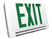 Standard Light pipe LED Exit & Emergency Combo - Green Lettering with White Housing Color - With 90 Minute Battery Back-Up