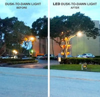 45 Watt LED Dusk To Dawn Light With Photocell - 6200 Lumens - 5000K Daylight - 120-277V - Silver Finish - Includes Arm/Wall Mount