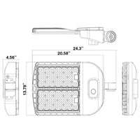 LED Parking Lot Area Light - Watt Selectable - 300W/240W/180W/120W - Color Selectable 40K/50K - 45000 Max Lumens - 120V-277V - Pole Mount - White Finish