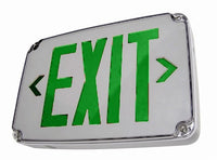 LED Wet Location Exit Sign with Battery Backup - Gray w Green Lettering