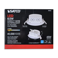 4 Inch Downlight Edge-lit - 8.5 Watt- 500 Lumens - 2700K Warm White - 120V - Dimmable - Recessed Can Not Required