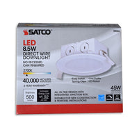 4 Inch Downlight Edge-lit - 8.5 Watt- 500 Lumens - 2700K Warm White - 120V - Dimmable - Recessed Can Not Required