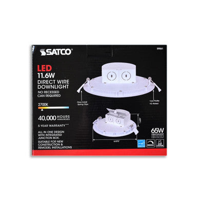 6 Inch Downlight Edge-lit - 11.6 Watt- 730 Lumens - 3000K Soft White - 120V - Dimmable - Recessed Can Not Required