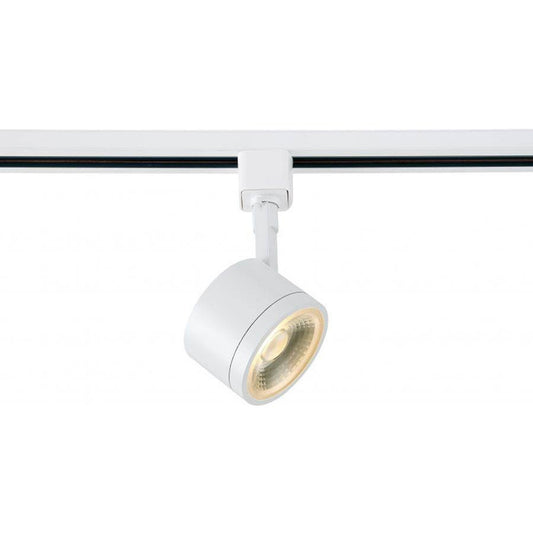 Low Profile LED Track Lighting Fixture with Round Head - White Finish - 36 Deg Beam - 12 Watt - 820 Lumens - 3000K Soft White -12 Watt - 120V - Dimmable - 3 Contact Halo Style
