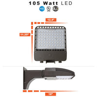 105 Watt LED Parking Lot Area Light - Wall Mount - 13800 Lumens - 5000K Daylight - 120-277V - Bronze Finish